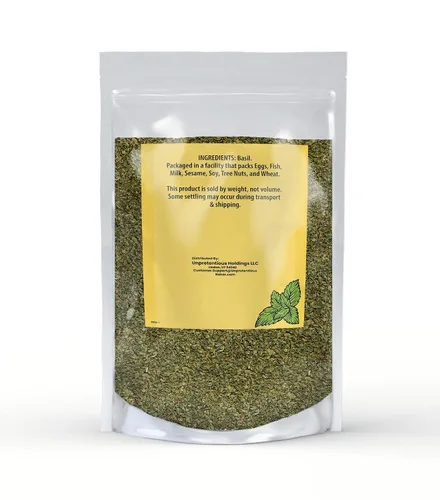 Vista 2 de Unpretentious Hojas de albahaca, 1 libra, cortadas y tamizadas, sabor dulce, salsas y sopas
