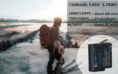 Vista 6 de COOLSHOW - Batería de repuesto para Hero 7, 6, 5 (paquete de 2) y cargador Triple Hero 7 compatible con GoPro Hero 7 Black, Hero 6 Black, Hero 5