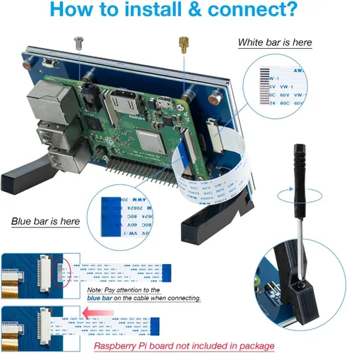 Vista 4 de Hosyond Pantalla táctil IPS MIPI DSI de 5 pulgadas compatible con Raspberry Pi 5/4/3, pantalla capacitiva de 800 x 480 píxeles, interfaz sin
