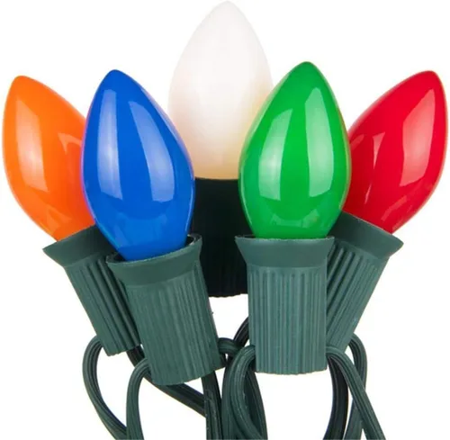 Vista 13 de Tira de luces LED de Navidad para exteriores, de 50 pies, cadena de luces C7 con 27 bombillas multicolor de cerámica de 0.6 W, luces de Navidad