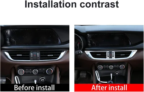 Vista 2 de Marco de ventilación de salida de aire acondicionado para consola central de coche ABS cromado para Alfa Romeo Stelvio 2017-2020