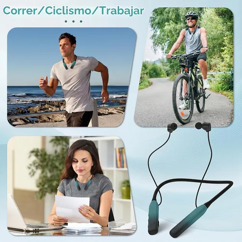 Vista 8 de Auriculares Bluetooth con banda para el cuello, auricular Bluetooth con 2-Verdoso
