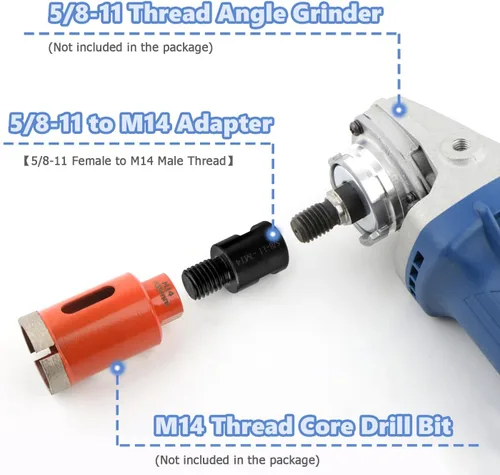 Vista 4 de Mesee 2 adaptadores de amoladora angular de 5/8 "-11 hembra a M14 macho adaptador de rosca convertidor varilla 5/8 "-11 a M14 pulidora rotativa