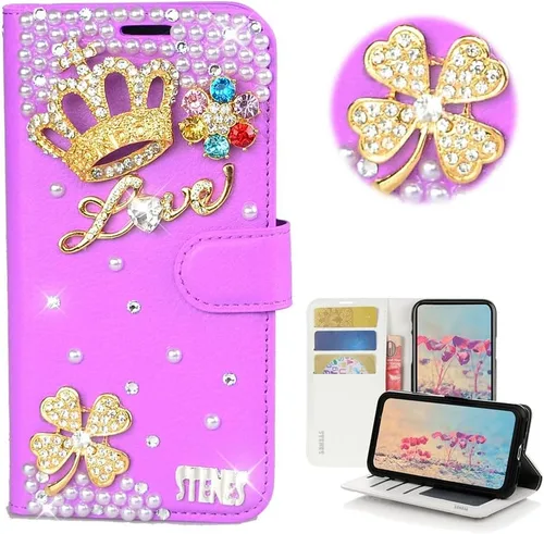 Vista 38 de Bling Wallet - Funda para teléfono compatible con Samsung Galaxy Z Fold 3 5G, elegante, hecha a mano, 3D, hecha a mano, ballet, pintalabios, tacón