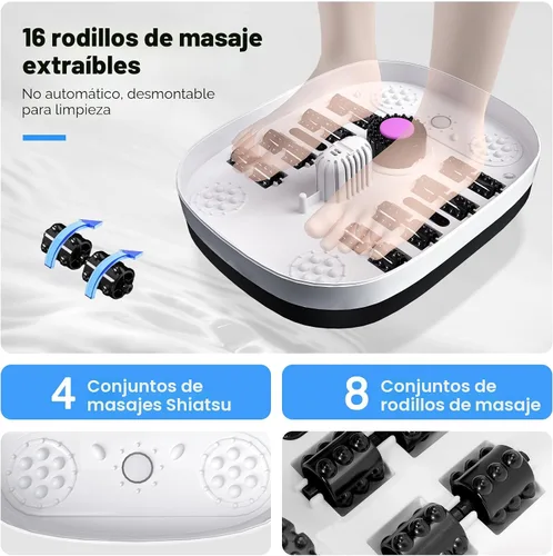 Vista 2 de KNQZE Bañera de spa plegable con calor y control remoto, masaje de burbujas, control de temperatura, luz roja, temporizador, 16 rodillos y piedra