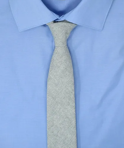 Vista 118 de Corbata delgada de algodón cambray para hombre, estilo desgastado texturizado - 2 1/2 pulgadas de ancho