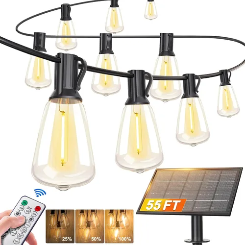 Vista 9 de BLIATLUS Guirnalda de luces solares superbrillantes de 100 pies para exteriores, impermeable, con control remoto, 30+2 bombillas LED ST38