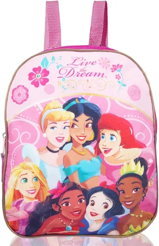 Vista 2 de Conjunto de mochila de princesa Disney y bolsa con cordón para niñas, paquete con mini mochila de princesa de 11 pulgadas, bolsa con cordón
