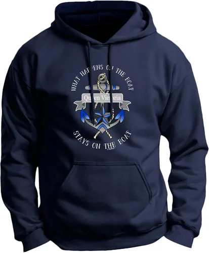 Vista 2 de Sudadera con capucha personalizada What Happens On The Boat de manga larga con cordón