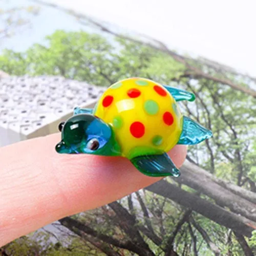 Vista 4 de Jowxsx Figura de tortuga miniatura de cristal azul, adornos para acuario, paisajismo, figura de tortuga de cristal, colección de manualidades