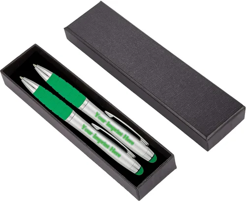 Vista 7 de Express Pencils Juego de regalo personalizado de bolígrafo, paquete de 2 bolígrafos iluminados con caja de regalo, bolígrafo de lujo grabado