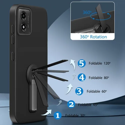 Vista 4 de Motorola Moto G24/E14/G04/G04s - Funda con protector de pantalla de cristal, soporte plegable giratorio de 360°, funda protectora de TPU