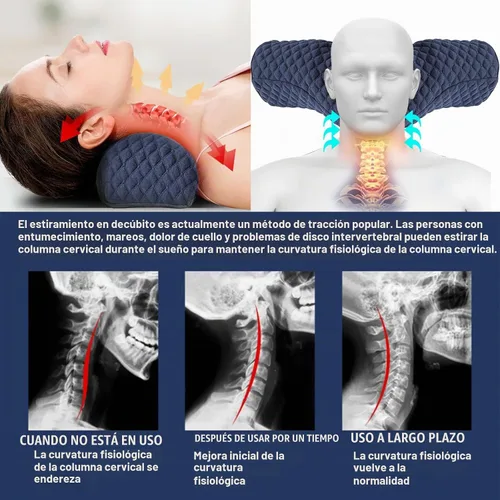 Vista 2 de Almohada cervical para el cuello, almohada de espuma viscoelástica para dormir de lado (azul)