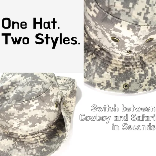 Vista 3 de Unisex 100% algodón Camo Bucket Hat Pesca Caza Camping Safari Boonie Sun Summer