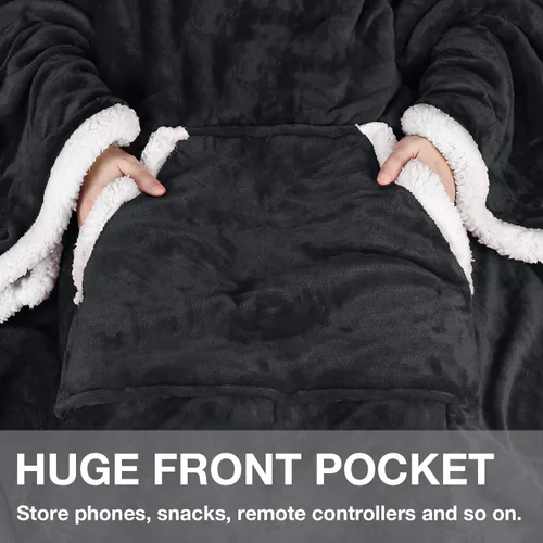 Vista 3 de Catalonia - Manta de forro polar tipo sherpa con mangas, súper suave, cálida y cómoda, de gran tamaño, de forro polar y microplush, con mangas