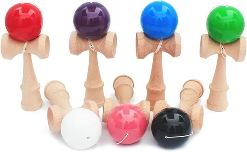 Vista 2 de Pelota de juguete para deportes al aire libre de madera para adolescentes, bola de Kendama, pintura de PU de 7.3 in, cuerdas profesionales para Negro