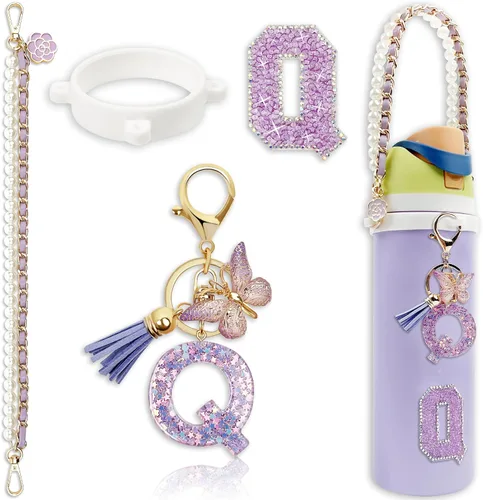 Vista 26 de Letter Handle Strap Accessories with Cute Initial Charm Compatible with Owala Water Bottle 24oz 32oz 40oz Owala Kids