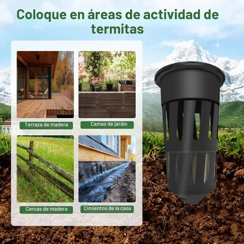 Vista 3 de Paquete de 6 Estaciones de Cebo de Monitoreo de Termitas, Compatible con Cebo de Termitas Trelona, Bloques de Madera Incluidos para Jardín, Granjas