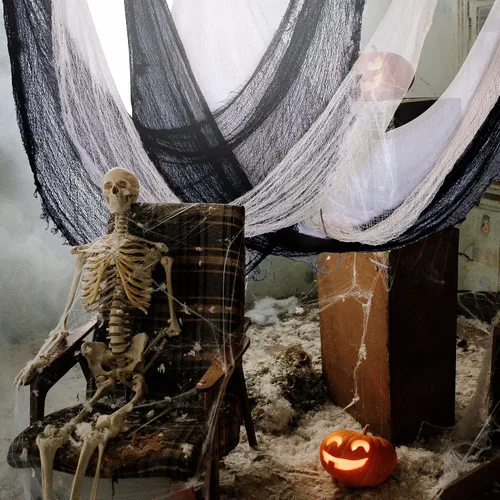 Vista 3 de Watayo Paquete de 8 paños espeluznantes de Halloween, tela espeluznante de 72 x 30 pulgadas, tela de araña elástica de Halloween, gasa espeluznante