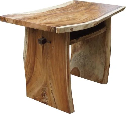 Vista 7 de CHIC TEAK Suar Live Edge Slab - Barra independiente con estante, 79 pulgadas fabricada