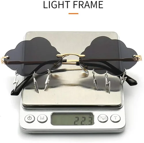 Vista 5 de ENTHYI Cloud Lightning - Lentes de sol para mujereshombres, sin marco, para fiesta, sin montura