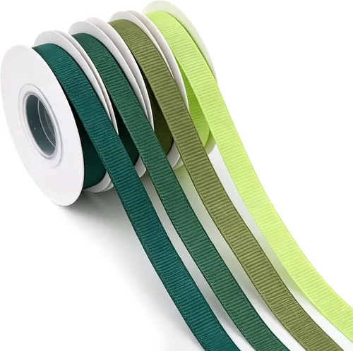 Vista 19 de TONIFUL 4 Rolls 3/8 Inch Christmas Grosgrain Ribbon Gift Wrapping Ribbon Christmas set