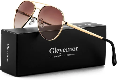 Vista 2 de Gleyemor Gafas de sol de aviador pequeñas para mujeres y hombres, marco pequeño de 2.047in, polarizadas, aviadores para cara pequeña