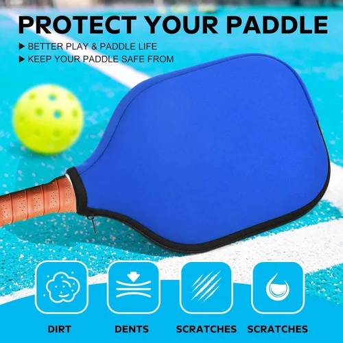Vista 4 de 2 Pcs Pickleball Paddle Covers, Universal Case Size - 8.6 x 12.2 inches Zippered Racket Sleeve, Durable Neoprene Paddle Cover, Paddle Storage Bag