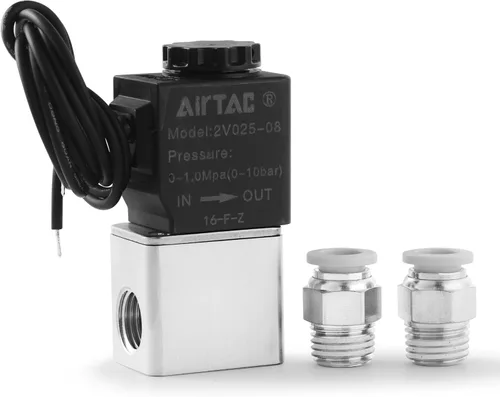 Vista 5 de Control fluido AirTAC 2V025-08 1/4" PT DC12V 2/2 de la válvula electromagnética manera normalmente cerrada