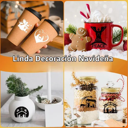Vista 6 de 45 piezas de calcomanías UV con palabras de Navidad para decoración de bola de Navidad, calcomanías de letras de saludo inspiradas en vacaciones