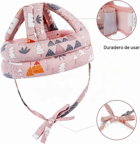 Vista 2 de BB-1003 - Casco de seguridad para bebé, transpirable y ajustable, cojín para la cabeza, para correr, caminar y gatear (rosa), BB-1003