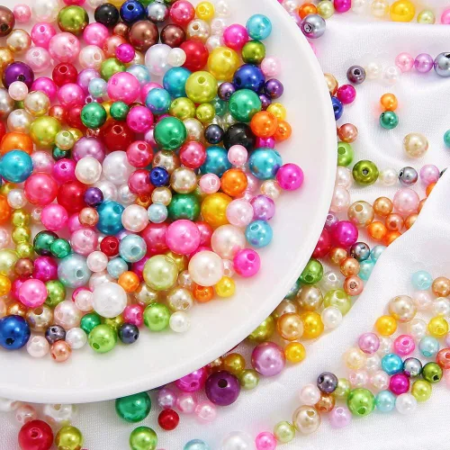Vista 3 de Cuentas de perlas de 5600 cuentas de satén de plástico de perlas de colores con agujeros para pulseras y fabricación de joyas de 4,5,6,8 in (color)