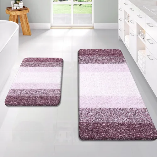 Vista 64 de OLANLY - Juego de tapetes para baño de 2 piezas, de microfibra, suaves y absorbentes, antideslizantes, lavables a máquina y para secadora, felpudos