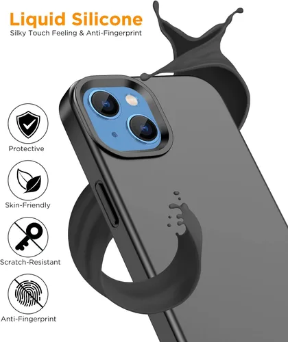 Vista 6 de Funda para iPhone 13 con protector de pantalla, antiarañazos, funda de silicona líquida para iPhone 13, funda protectora a prueba de golpes, funda