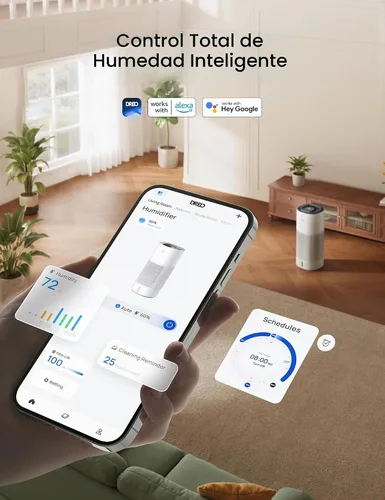 Vista 6 de DREO Humidificadores evaporativos inteligentes de 10 L para dormitorio de Blanco puro