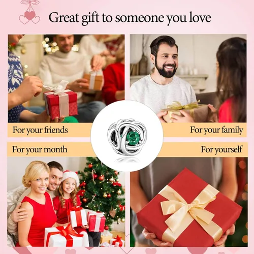 Vista 7 de VALGACLS Dijes de plata de ley 925 con forma de corazón para pulsera, collar, feliz cumpleaños, dije de círculo de eternidad para mujeres y niñas