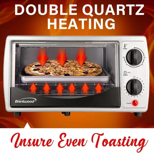 Vista 2 de Horno tostador de acero inoxidable TS-345B de 4 rebanadas, negro; funciones de tostar, hornear y asar; temperatura ajustable de hasta 465 F; apagado