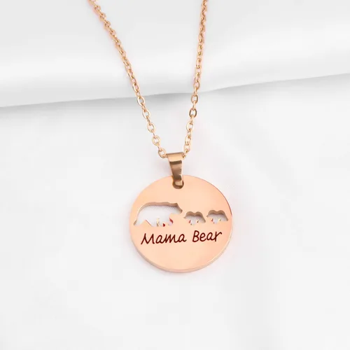 Vista 4 de KUIYAI Sweet Mama Bear - Collar con colgante redondo para madre y abuela