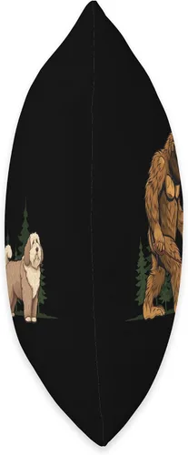 Vista 2 de Old English Sheepdog N Bigfoot Funny Old English Sheepdog Bigfoot Walking Dog Mom Dad - Almohada de 16 x 16 pulgadas, multicolor