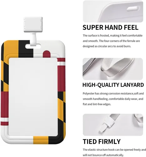 Vista 4 de Soporte deslizante para tarjetas de identificación con bandera de ventana transparente de Maryland, soporte vertical de plástico para tarjetas