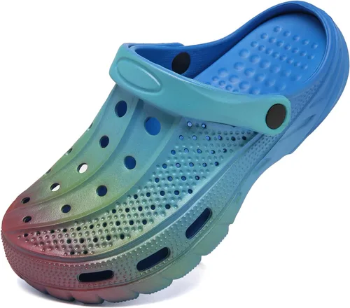 Vista 17 de ChayChax Zuecos con soporte de arco para hombre y mujer, zapatos de jardín, pantuflas antideslizantes para exteriores y playa con plantilla