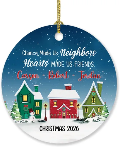 Vista 16 de Adorno personalizado de buen vecino con nombres y texto personalizados, adornos de tesoro de A Good Neighbor is A Found, adornos de Navidad 2024
