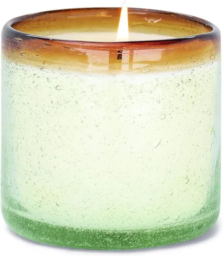 Vista 10 de Paddywax La Playa, Vela perfumada de agave azul salado en vidrio de burbujas soplado a mano reutilizable, vela de cera de soja con aproximadamente