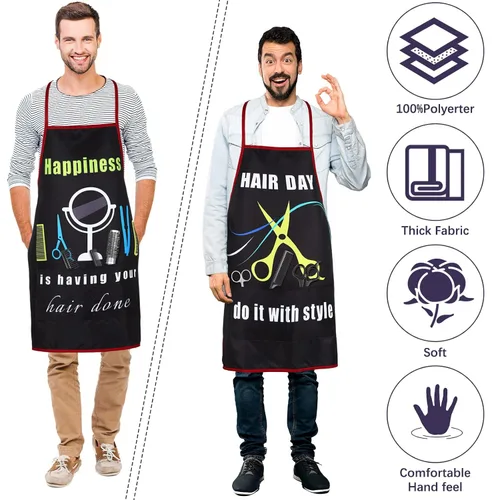 Vista 4 de SATINIOR Delantal impermeable de 3 piezas para peluquería con bolsillos para mujeres y hombres, peluquería, cosmetología, bata de trabajo