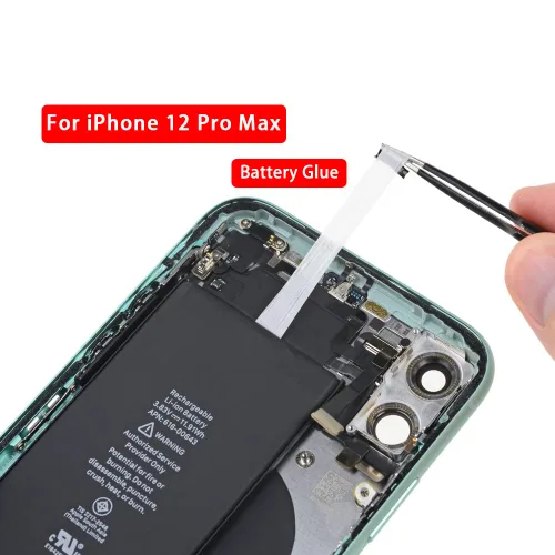 Vista 2 de Cinta adhesiva de batería para iPhone 12 Pro Max – Paquete de 3 calcomanías adhesivas MEEFIX