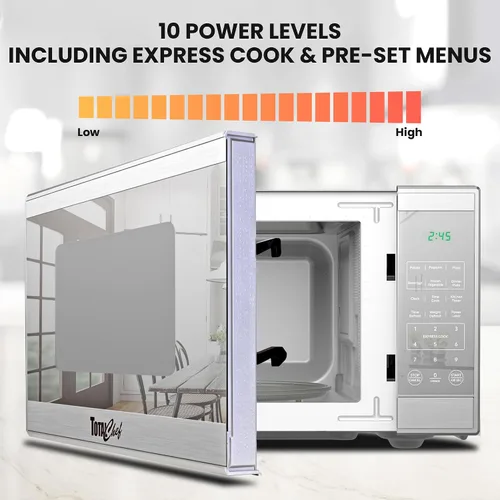 Vista 6 de Horno microondas TOTAL Chef de 1.3 pies cúbicos – Electrodoméstico compacto de encimera, pequeño horno microondas de acero inoxidable con pantalla