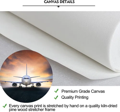 Vista 6 de iKNOW FOTO Lienzo de 3 piezas de arte para pared, diseño de avión despegable, enmarcado, póster de avión, impresiones artísticas para oficina