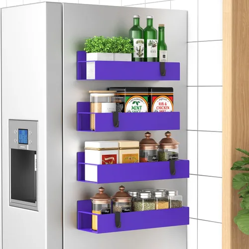 Vista 38 de HuggieGems Paquete de 6 organizadores magnéticos de almacenamiento de especias para refrigerador y horno, organizadores negros para nevera