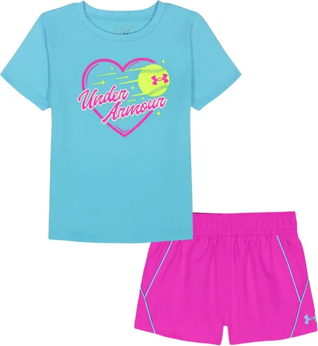 Vista 18 de Under Armour Conjunto de camiseta y pantalones cortos de manga corta de 2 piezas para niña Soft Fabric for Everyday Comfort, Breathable, Lightweight