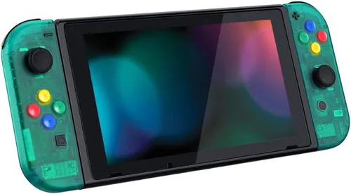 Vista 8 de eXtremeRate - Placa trasera para Nintendo Switch Console, NS Joycon con carcasa de mando de mano con botones de juego completo, carcasa de repuesto